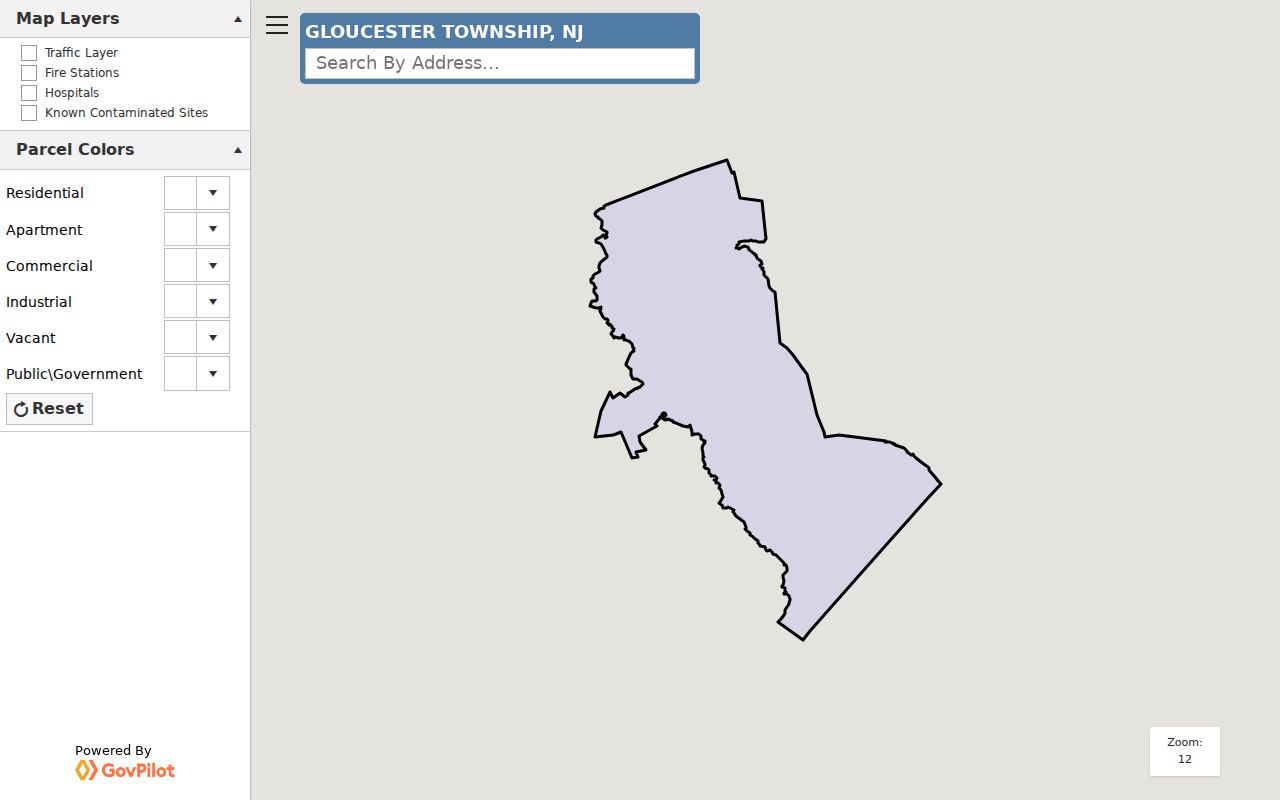 Gloucester Township ZIP code directory map context in the municipal GIS viewer